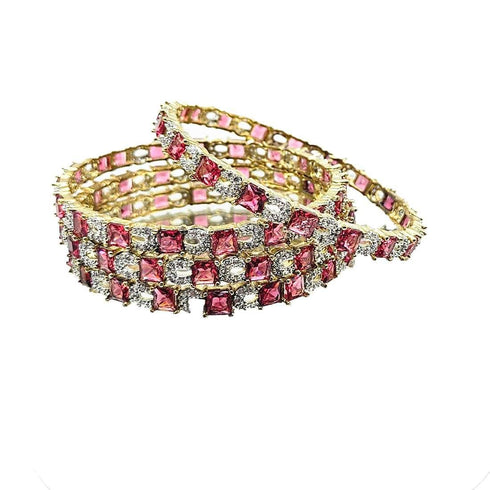American Diamond Ruby Bangles - D86 - 2